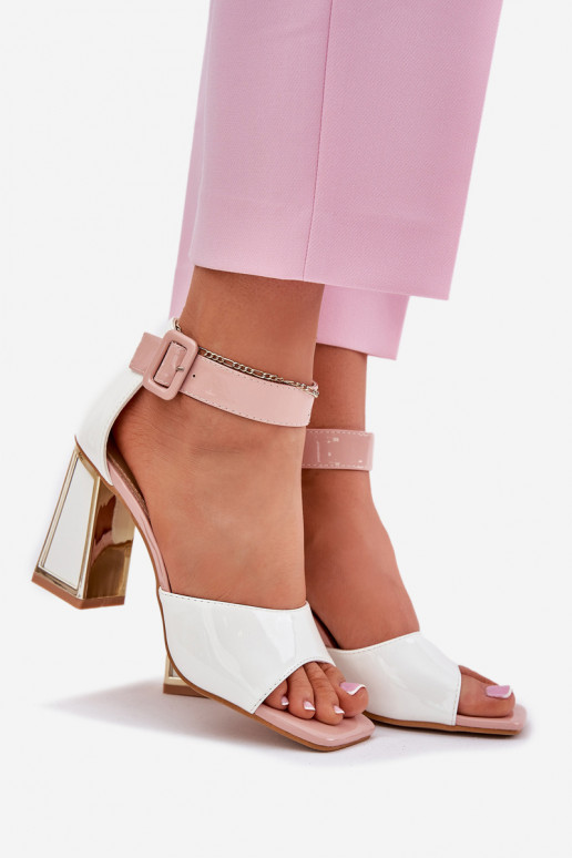 Sandálias lacadas para mulheres com salto Vinceza 20266 cor branca