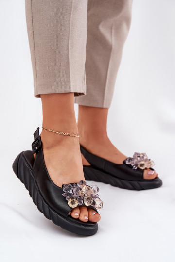 Sandálias femininas Feminino com olhos brilhantes Artiker 54C1628 cor preta