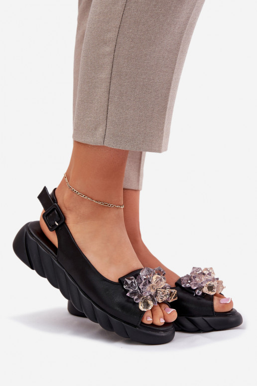 Sandálias femininas Feminino com olhos brilhantes Artiker 54C1628 cor preta