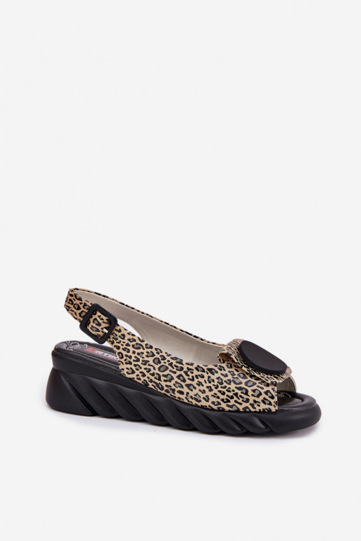 sandálias Z Habilitadoturalnej Skóry Em uma cunha Artiker 56C2186 com padrões de pele de leopardo sandálias Z Habilitadoturalnej Skóry Em uma cunha Artiker 56C2186 com padrões de pele de leopardo