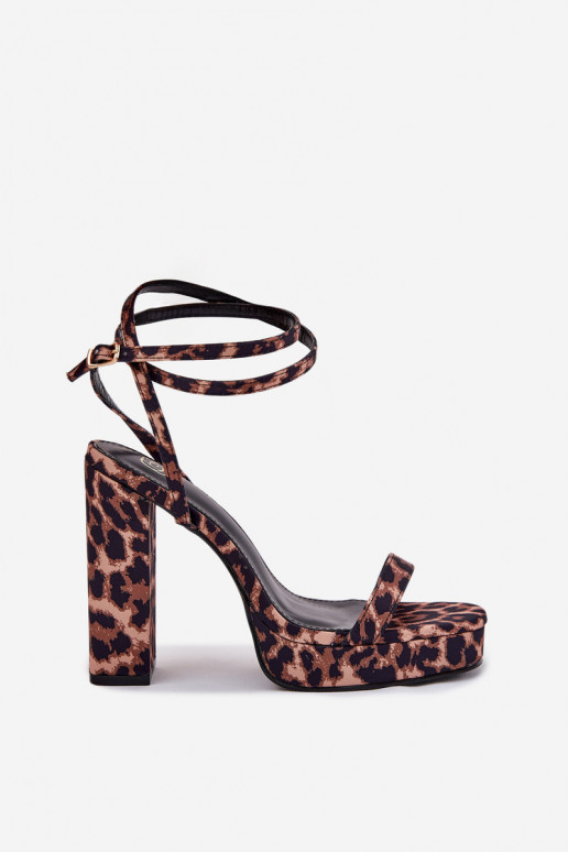 Sandálias femininas Registro Z com listrasem com padrões de pele de leopardo Fevenne Sandálias femininas Registro Z com listrasem com padrões de pele de leopardo Fevenne
