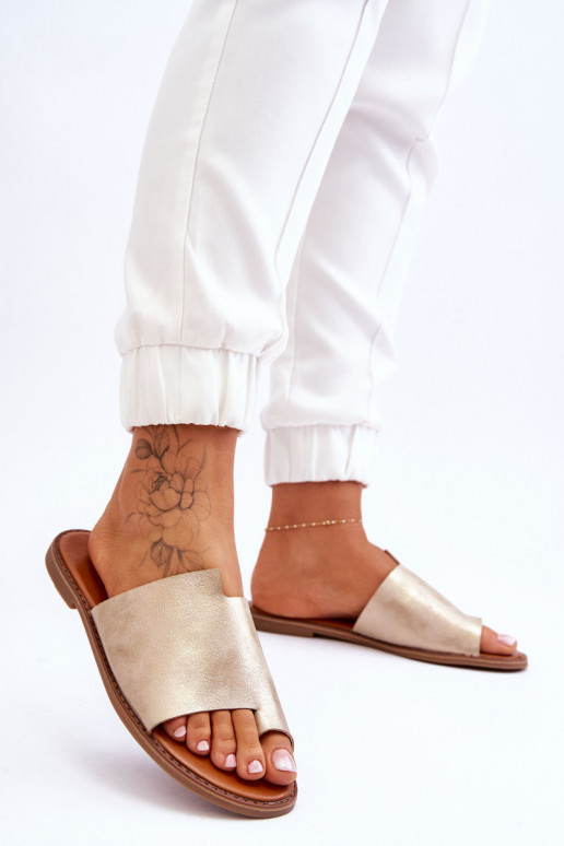 Feminino Chinelos de couro Chinelos Dourado claro Amite Feminino Chinelos de couro Chinelos Dourado claro Amite