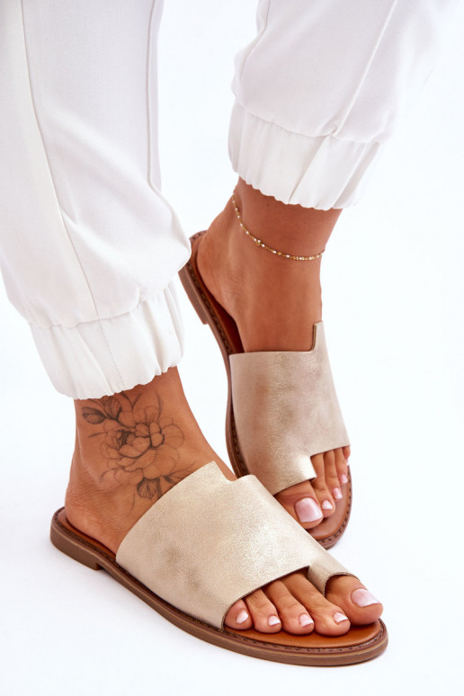 Feminino Chinelos de couro Chinelos Dourado claro Amite Feminino Chinelos de couro Chinelos Dourado claro Amite