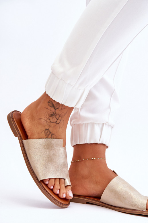 Feminino Chinelos de couro Chinelos Dourado claro Amite Feminino Chinelos de couro Chinelos Dourado claro Amite