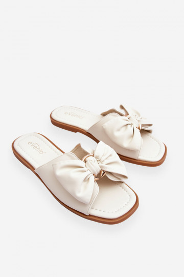 Feminino Chinelos de couro com fitas cor branca Becky