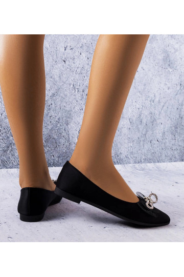 Sapatos pretos com laço e pedras de zircônia, "LaGarde" 2