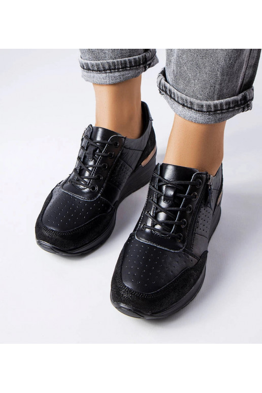 Botas de cano curto pretas em couro...