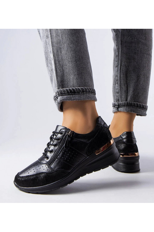 Botas de cano curto pretas em couro...