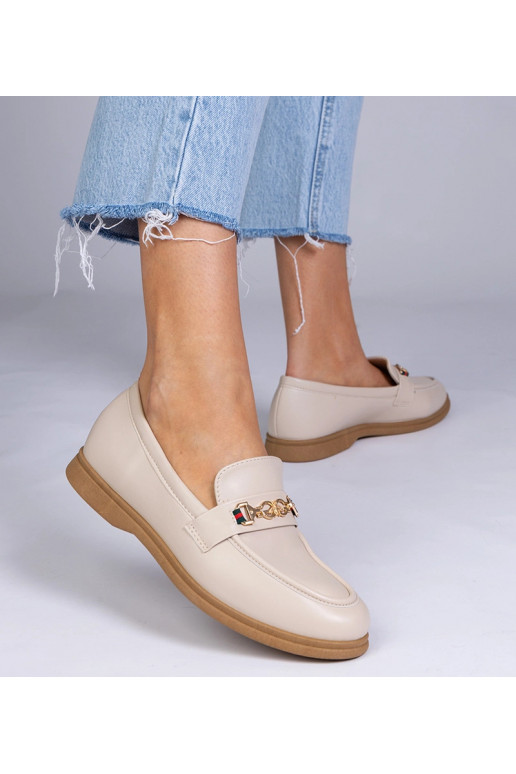 Mocassins cor de areia com decoração...