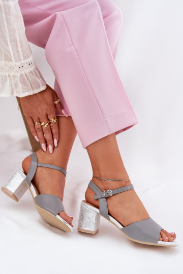Sapatos femininos cinzas de salto alto, Vinceza 20275