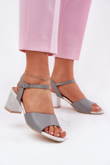 Sapatos femininos cinzas de salto alto, Vinceza 20275 2