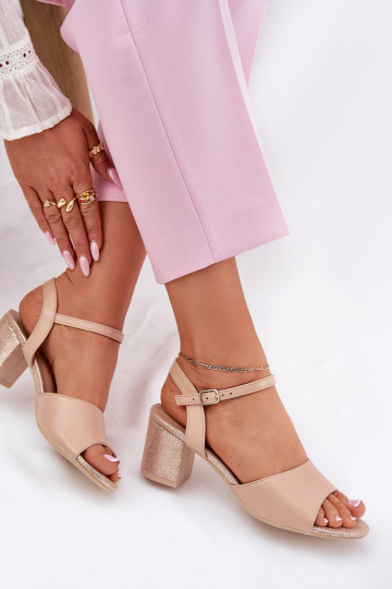 Sapatos femininos areia de salto alto, Vinceza 20275