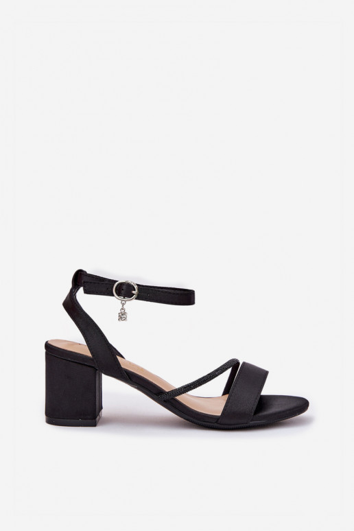 Sandálias femininas de salto alto com olhos brilhantes Vinceza 20268 cor preta
