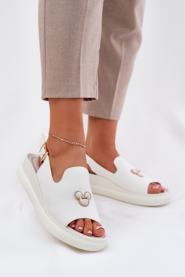 Sapatos femininos brancos com ornamentos, Vinceza 66757 2