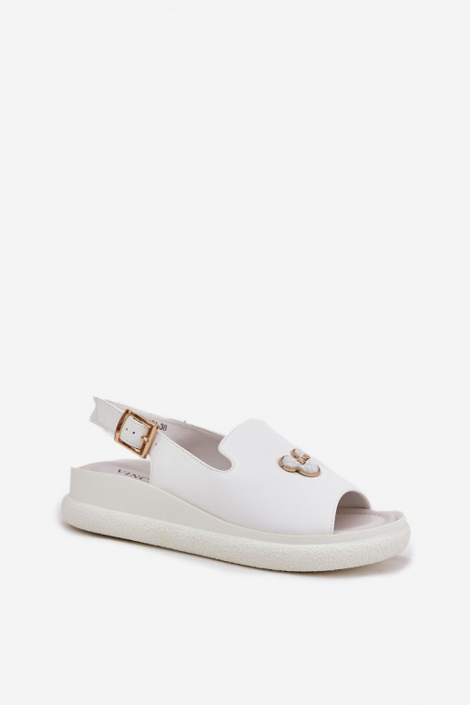 Sandálias femininas Feminino com enfeites Vinceza 66757 cor branca