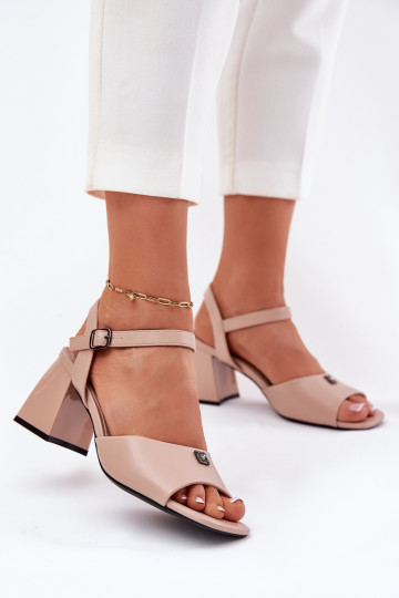 Sapatos de salto bege femininos, Vinceza 62235 2