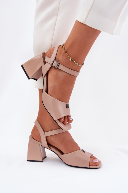 Sandálias femininas de salto alto Vinceza 62235 bege