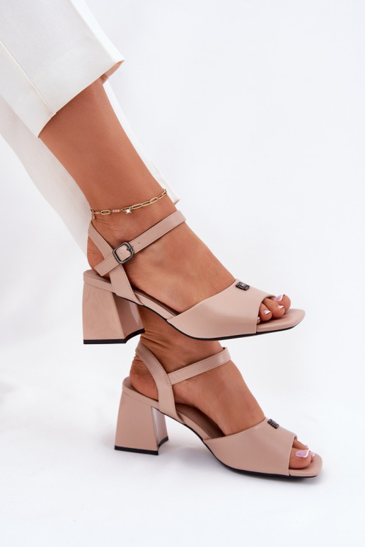Sandálias femininas de salto alto Vinceza 62235 bege
