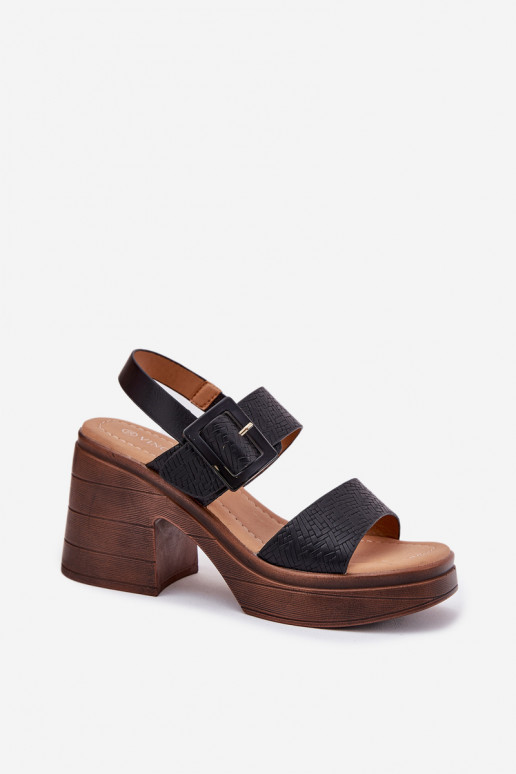 Sandálias femininas Em saltos enormes e plataforma Vinceza 17387 cor preta
