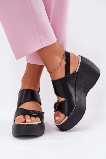 Sapatos femininos cor preta com salto e plataforma, S.Barski LR51-540 2