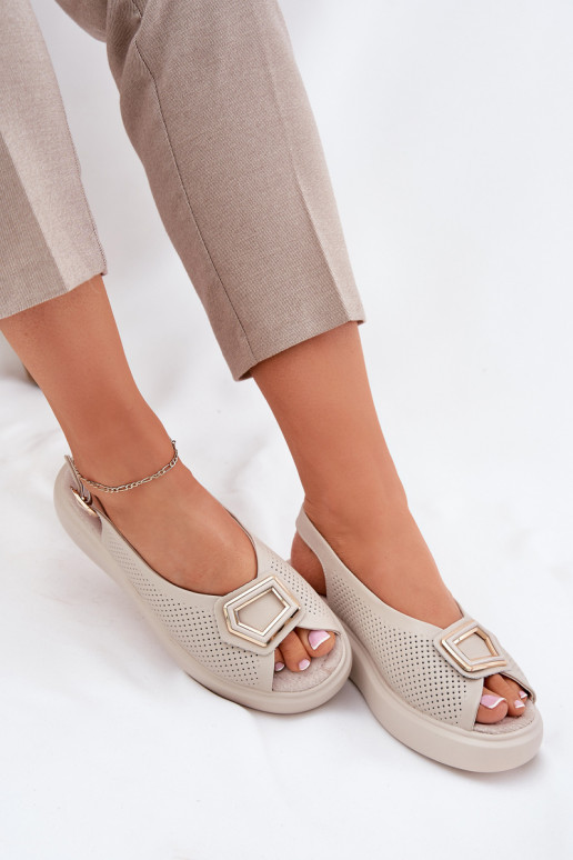 Sandálias femininas Feminino com enfeites S.Barski LR51-786 bege