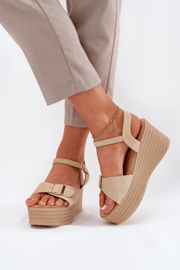Sapatos femininos cor caqui com salto e fivelas, "Liniella" 2