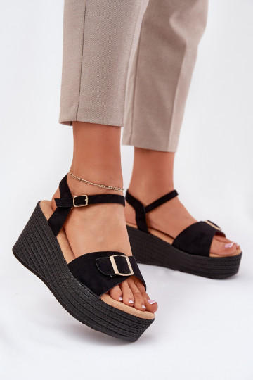 Sapatos femininos cor preta com salto e fivelas, "Liniella" 2