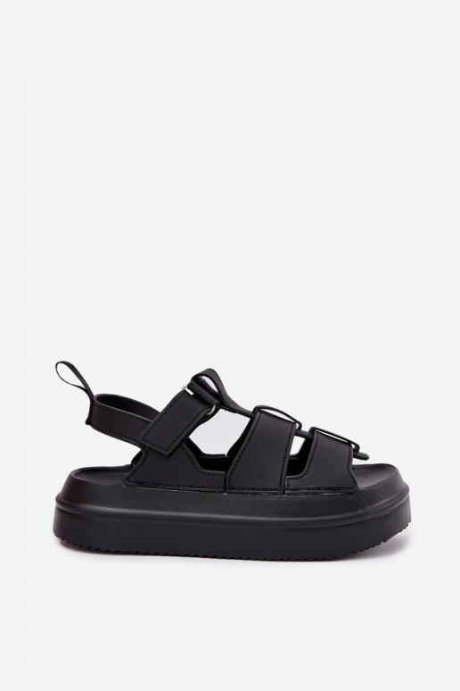 Sandálias femininas com uma plataforma cor preta Nitavelia