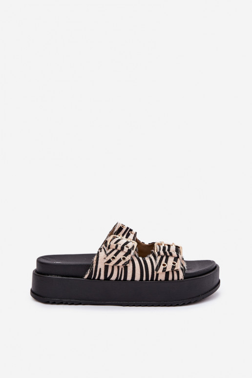 Chinelos femininos com fivelas com uma plataforma Zebra Nilatha Chinelos femininos com fivelas com uma plataforma Zebra Nilatha