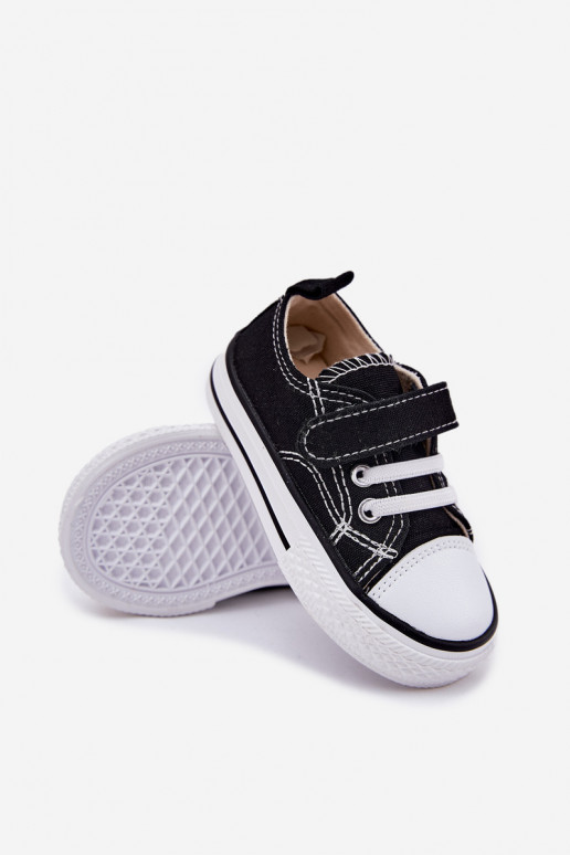 sapatos casuais Infantil com fixadores adesivos cor preta Obidana sapatos casuais Infantil com fixadores adesivos cor preta Obidana
