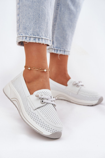 Pele sapato Feito de couro natural com uma plataforma Artiker 56C2101 cor branca