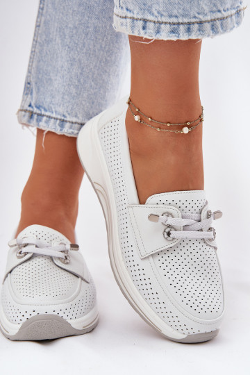 Pele sapato Feito de couro natural com uma plataforma Artiker 56C2101 cor branca 2