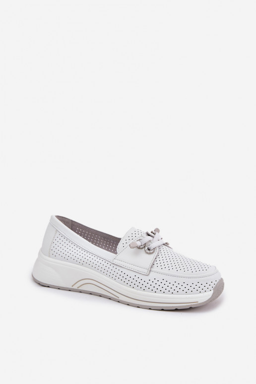 Pele sapato Feito de couro natural com uma plataforma Artiker 56C2101 cor branca