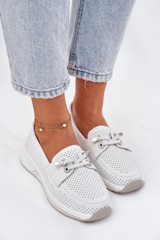 Pele sapato Feito de couro natural com uma plataforma Artiker 56C2101 cor branca