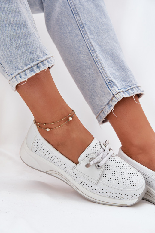 Pele sapato Feito de couro natural com uma plataforma Artiker 56C2101 cor branca