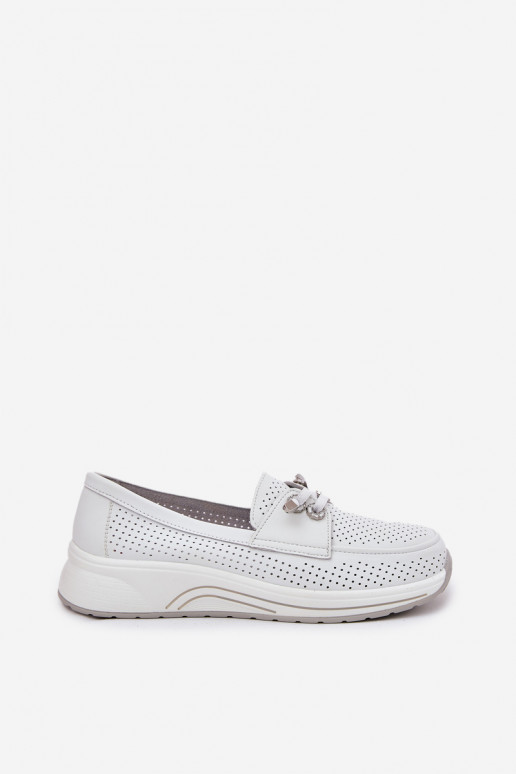 Pele sapato Feito de couro natural com uma plataforma Artiker 56C2101 cor branca