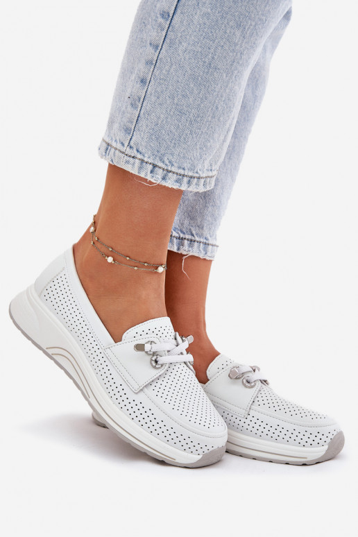 Pele sapato Feito de couro natural com uma plataforma Artiker 56C2101 cor branca