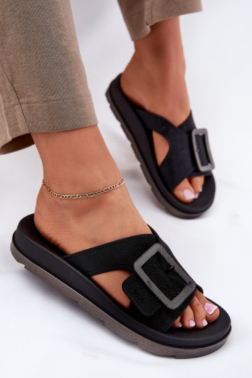 Perfumado Chinelos femininos decorar com fivelas ZAXY RR285078 cor preta