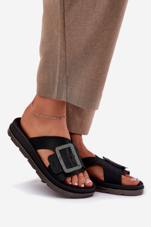 Perfumado Chinelos femininos decorar com fivelas ZAXY RR285078 cor preta Perfumado Chinelos femininos decorar com fivelas ZAXY RR285078 cor preta