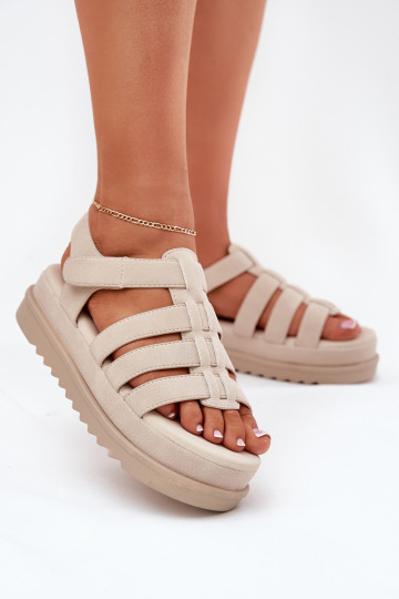 Sapatos femininos bege com plataforma de camurça, "Filisenia" 2