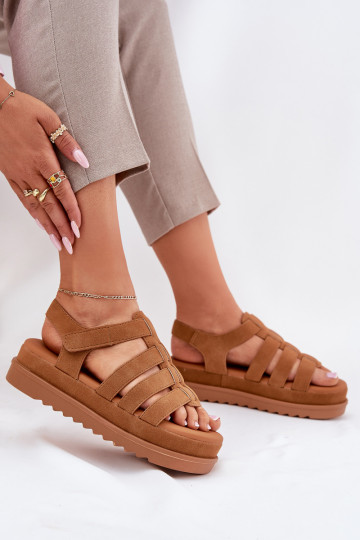 Sapatos femininos marrons com plataforma de camurça, "Filisenia"