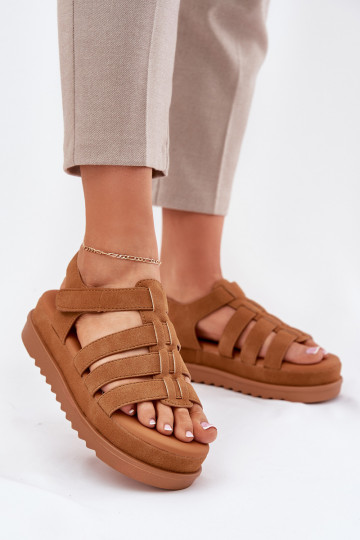 Sapatos femininos marrons com plataforma de camurça, "Filisenia" 2