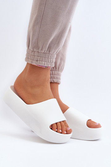 Feminino Chinelos Em uma sola grossa cor branca Oreithano 2