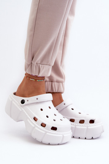 Chinelos femininos Chinelos leves com solas maciças da moda cor branca EMitima 2