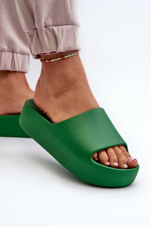 Feminino Chinelos Em uma sola grossa cor verde Oreithano