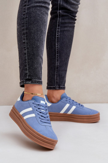 À modalo de tênis Feminino com uma plataforma cor azul Egelia 2