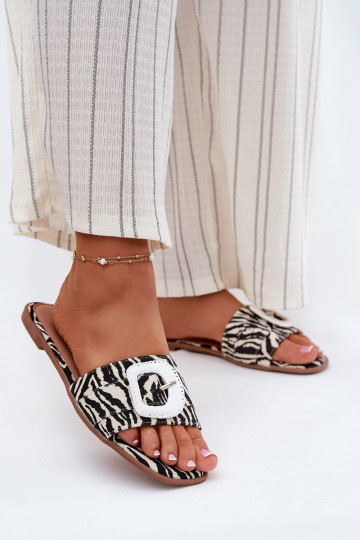 isósceles Chinelos femininos decorar com fivelas Zebra Clariola