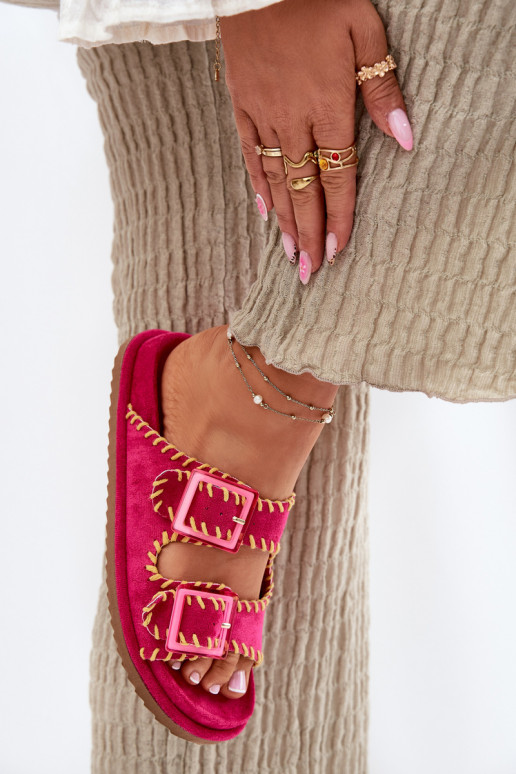 Chinelos femininos com fivelas I Ozdobnym Obszyciem cor rosa Visley