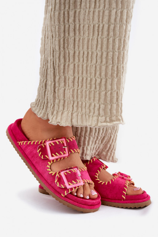 Chinelos femininos com fivelas I Ozdobnym Obszyciem cor rosa Visley