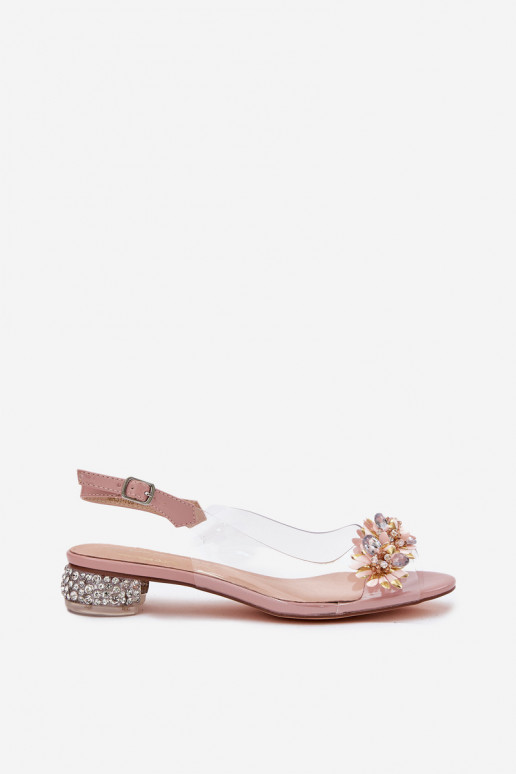 Transparente sandálias De salto baixo Com decoração D&A MR51-709 cor rosa Transparente sandálias De salto baixo Com decoração D&A MR51-709 cor rosa